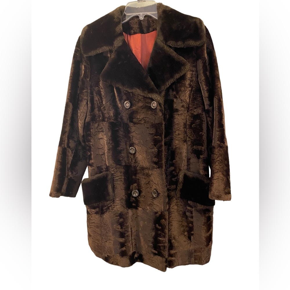 Beautiful vintage chocolate brown faux fur coat-a modern day 4-6